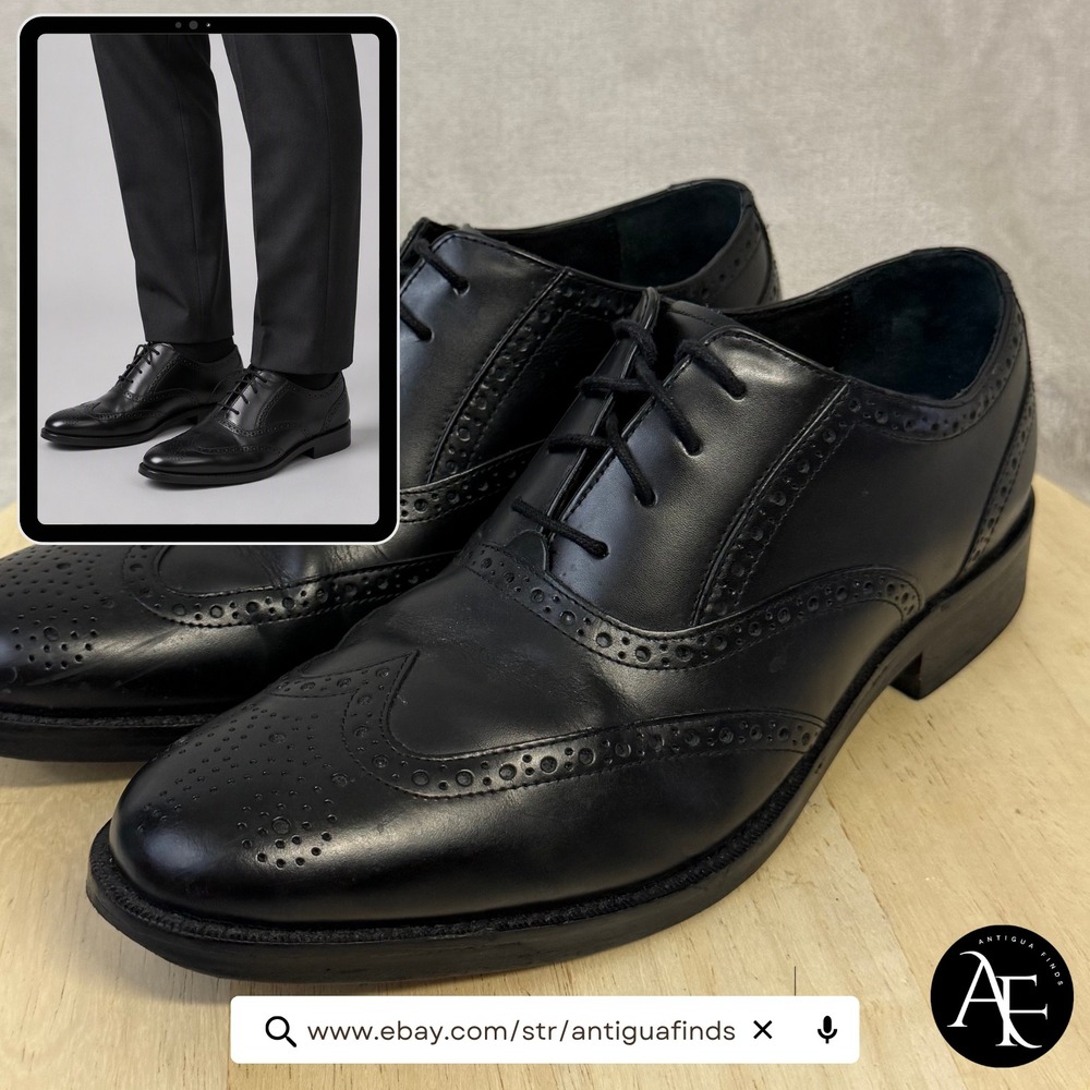 Cole Haan Grand OS Williams Wingtip Oxford Black Leather Mens 8W C20274